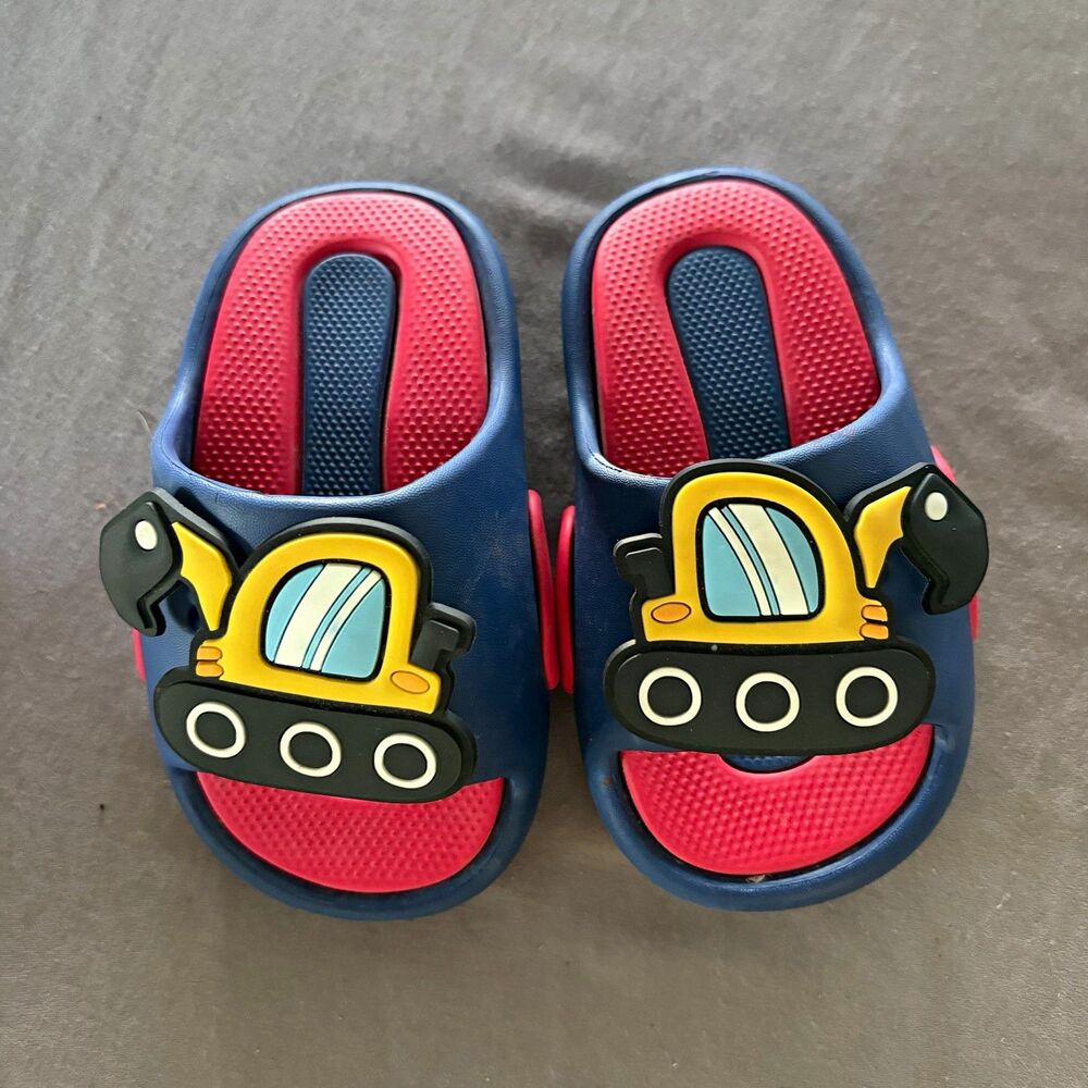 Kids Vehicle Clog Sandals Slip-On Lightweight Blue/Red JJ-013
